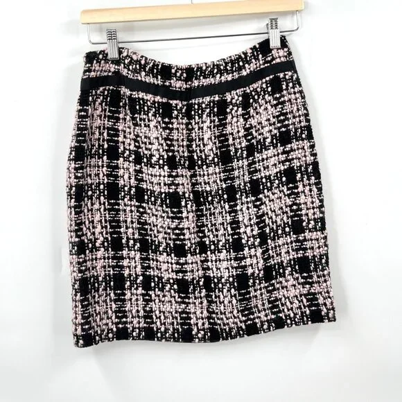 Wool Blend Checked Tweed Mini Skirt - Picture 4 of 4